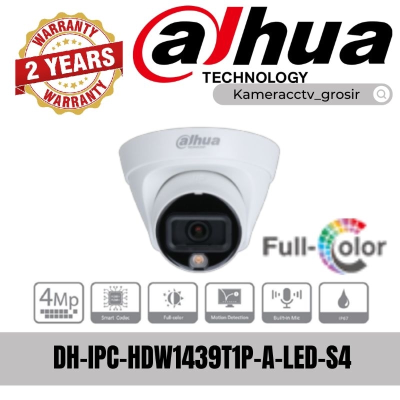 IP CAMERA 4MP DAHUA INDOOR DH-IPC-HDW1439T1P-A-LED-S4