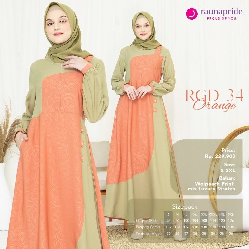 Baju Gamis Rauna RGD 34 / Maxy / Dress / Fashion Muslim / Rgd 21