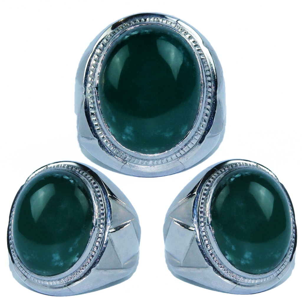 Cincin Monel Doff Natural Chrome Calchedony Ijo Botol Collector Item