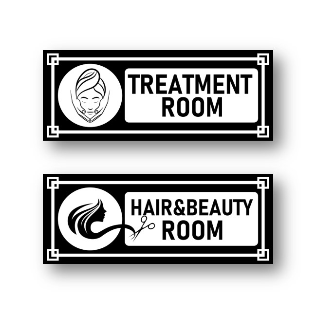 

Stiker Salon Stiker Treatment Room Stiker Hair & Beauty Room Warna Hitam Putih ukuran 29.5 x 11.5cm