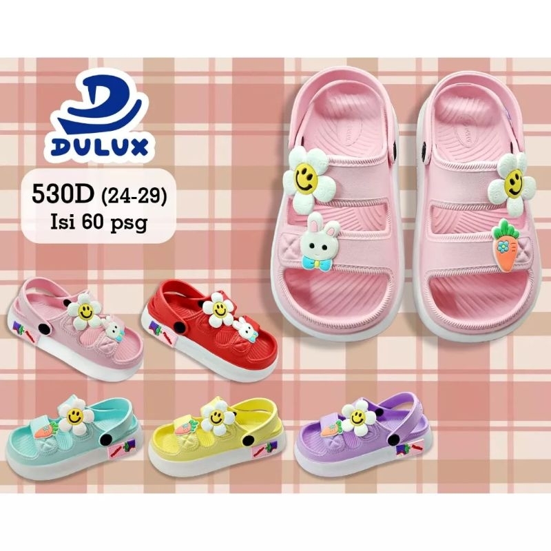 Sandal Anak Perempuan Ban Dua Bunga l Sendal Fuji Karet Tebal l Dulux 530D uk 24-29