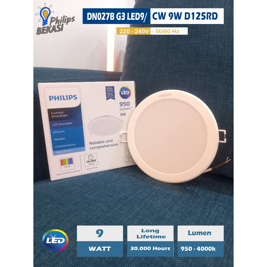 Philips Lampu Downlight DN027B 9 Watt 5 inch G3