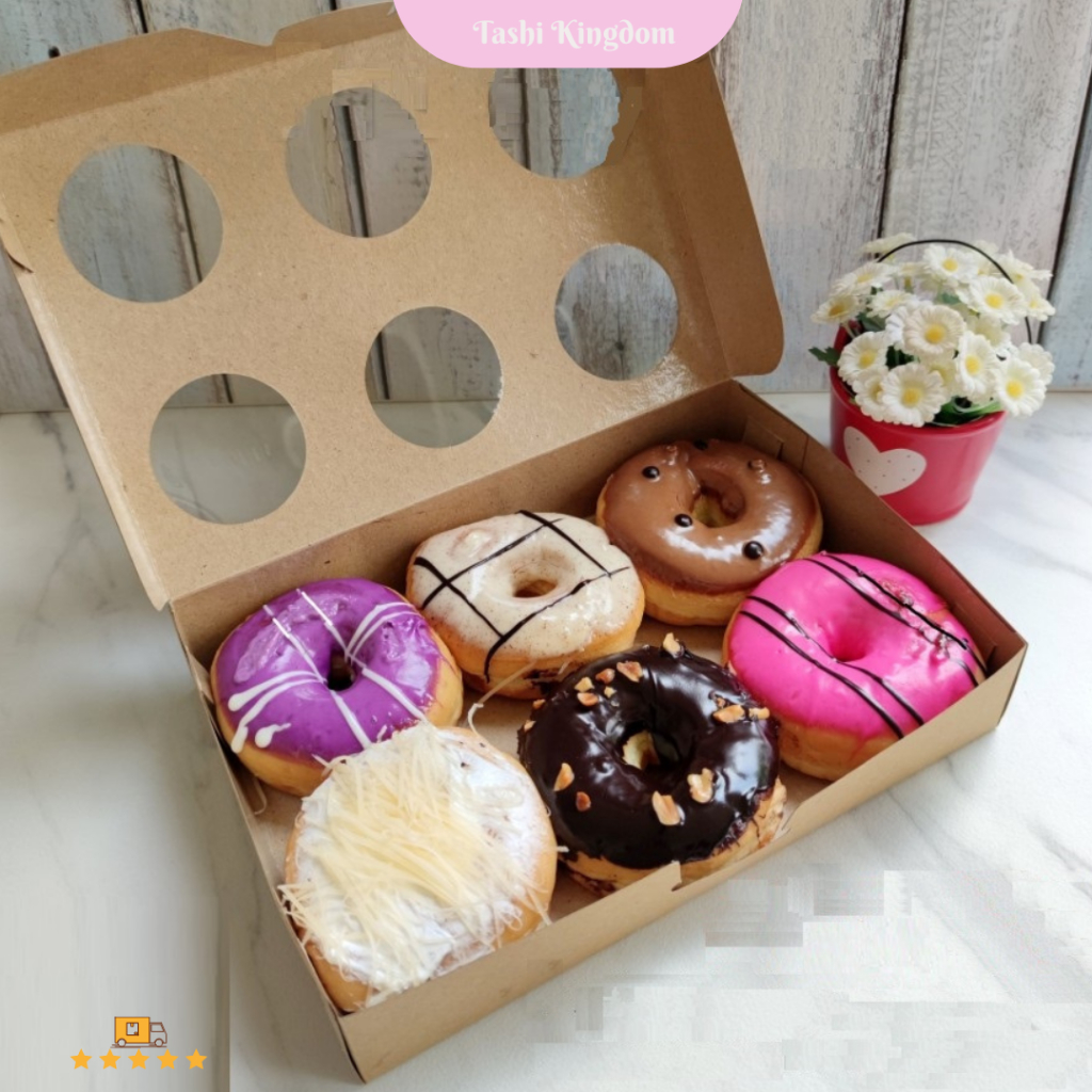 

Box donat isi 6 / dus donat kotak mika kardus donat kotak karton donut Kotak makanan cupcake