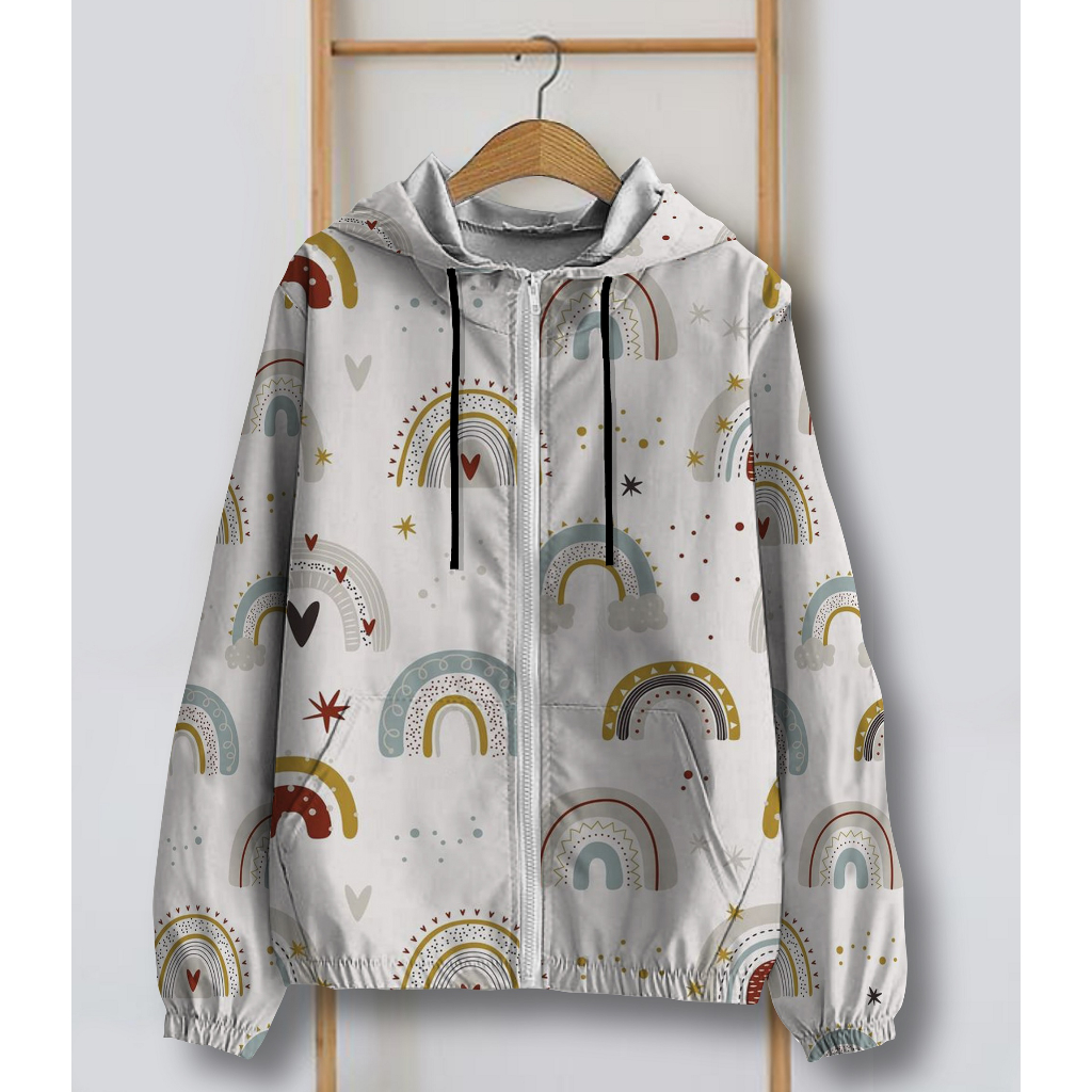 Jaket Parasut Wanita Printing Jumbo / jaket parasut Big Size / jaket parasut over size pria dan wani