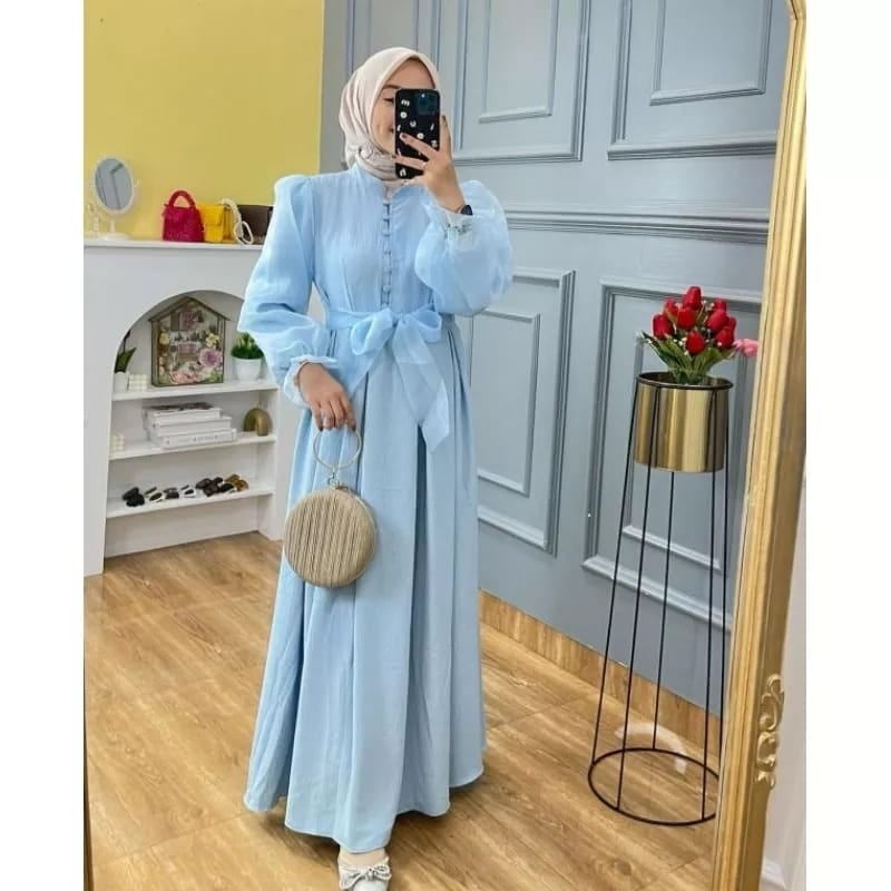 Rania Dress Bahan Cringkle Mix Organza / Gamis Kondangan BAJU DEWASA MURAH TERBARU 2023