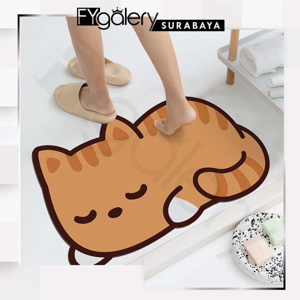 FYGALERYSURABAYA HL0467 Keset Lantai Cartoon Anti Slip Daya Serap Tinggi Ukuran 40Cmx60Cm Keset Kamar Motif Cartoon Model