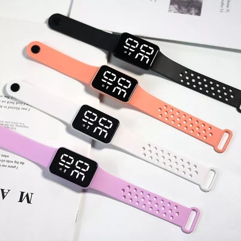 JAM LED DIGITAL POLOS GAYA SENTUH RUBBER UNISEX