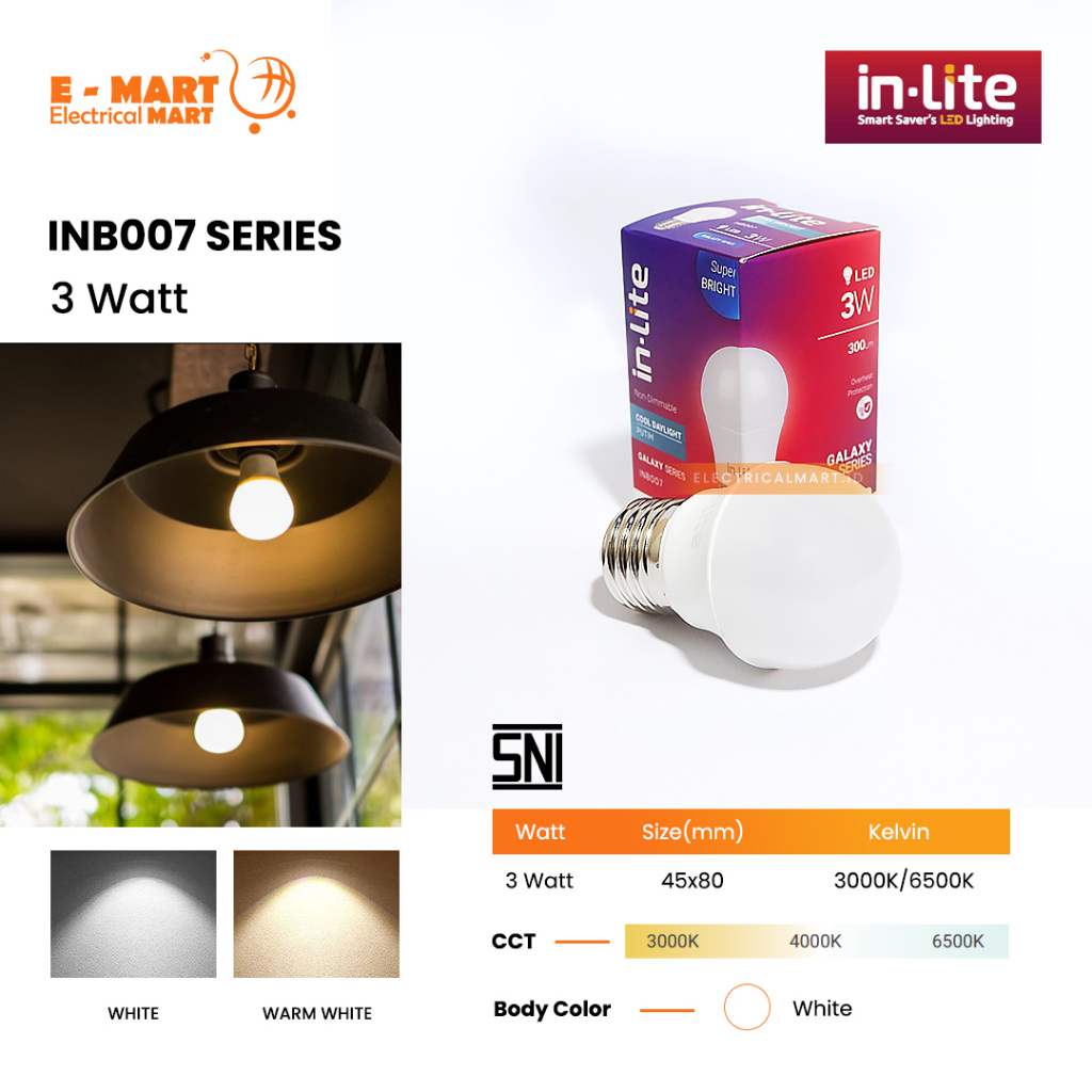 4PCS inLite 3W LED MULTIPACK 3+1 Bulb 3 Watt BERGARANSI in-Lite