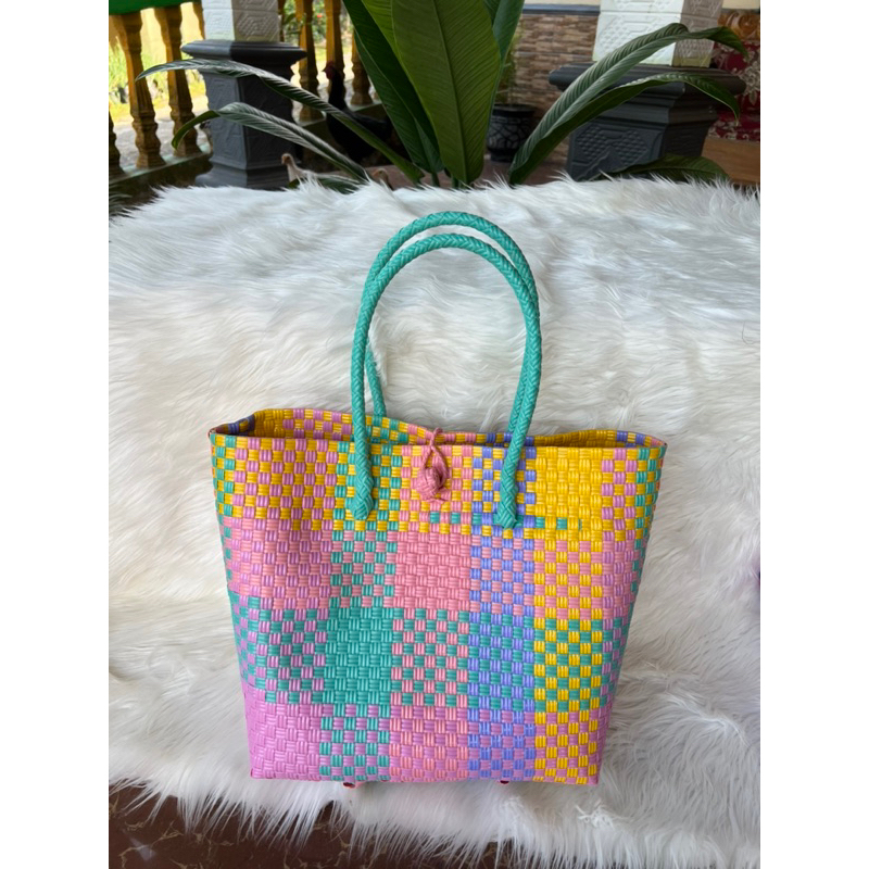 (TANPA ACCESORIES) SHOPPHING BAG Tas Jali tas Jali Tas Anyaman Plastik