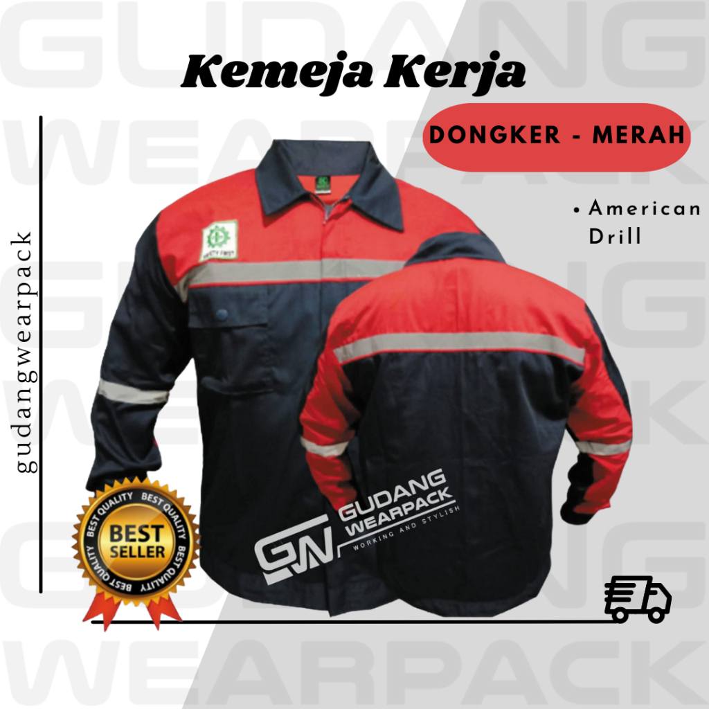 Gudang Wearpack - Baju Kerja Seragam Proyek Warna Dongker Merah