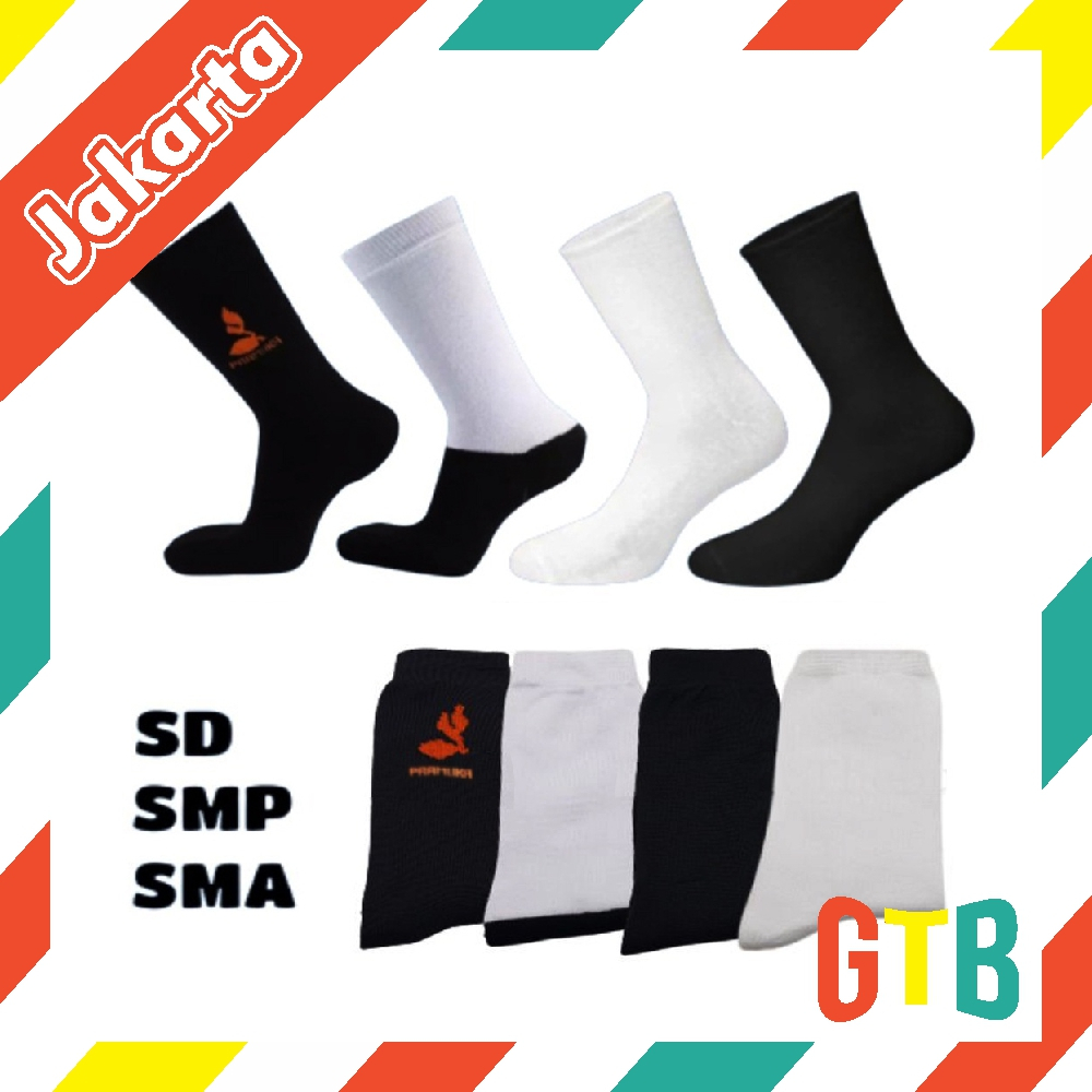 ❤️GTB❤️ Kaos Kaki SD Dan SMA Hitam Putih / Kaos Kaki Anak Sekolah / Kaos Kaki Pramuka KK102