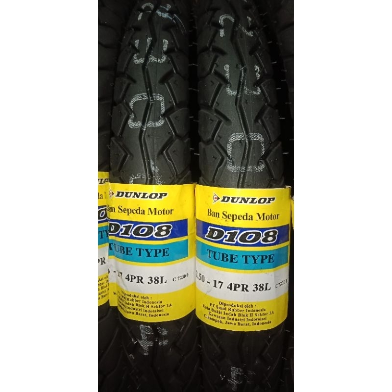 Ban Luar Dunlop D108 Bebek Ring 17 [250-17 + 275-17] (pakai Ban Dalam)