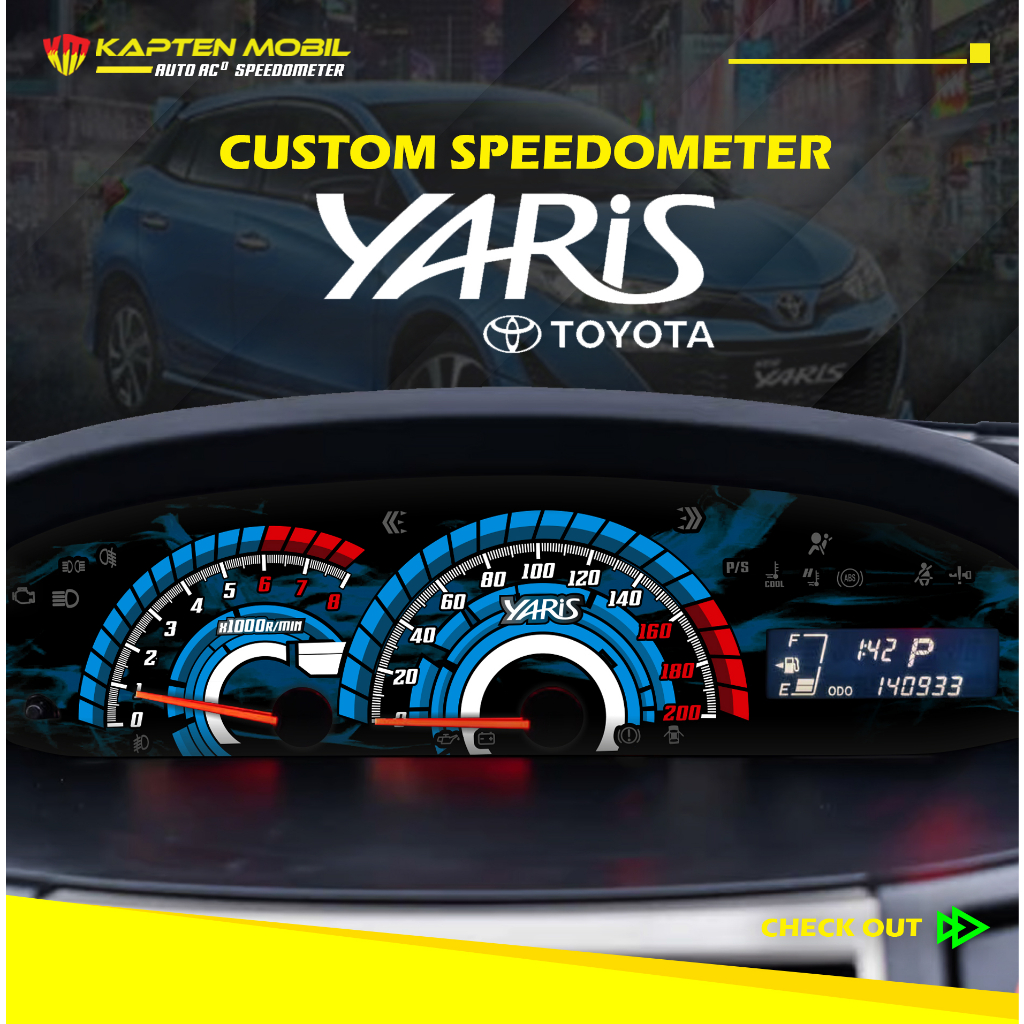 Custom Panel Speedometer Mobil Custom Yaris Fire Blue Series