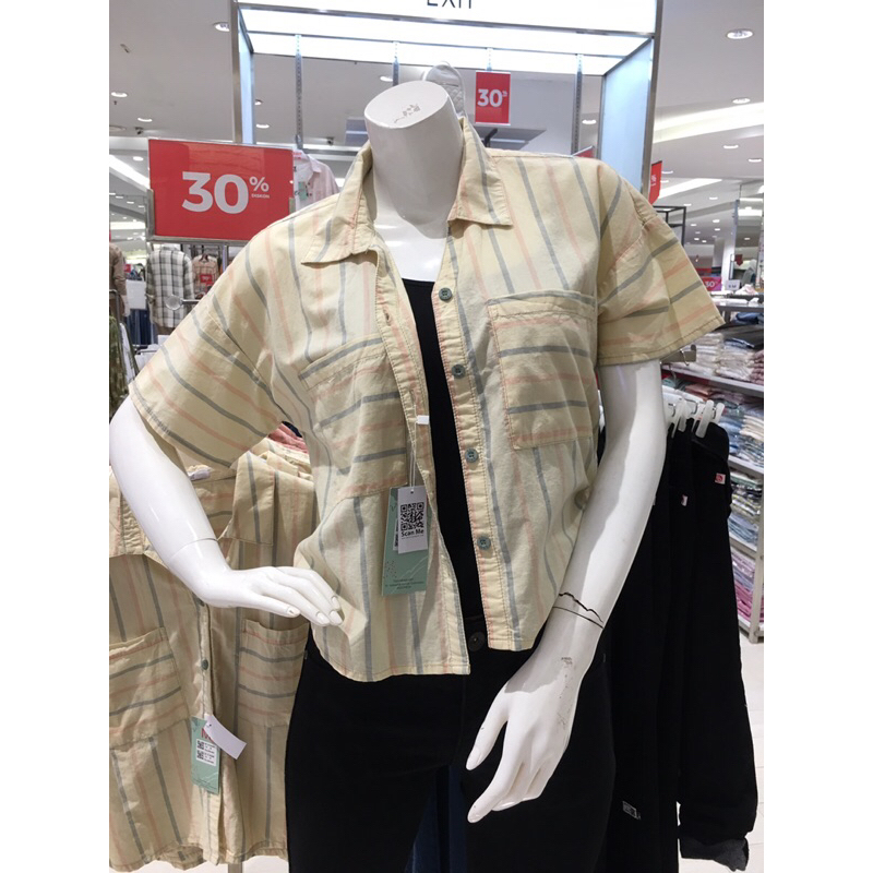 kemeja crop wanita exit