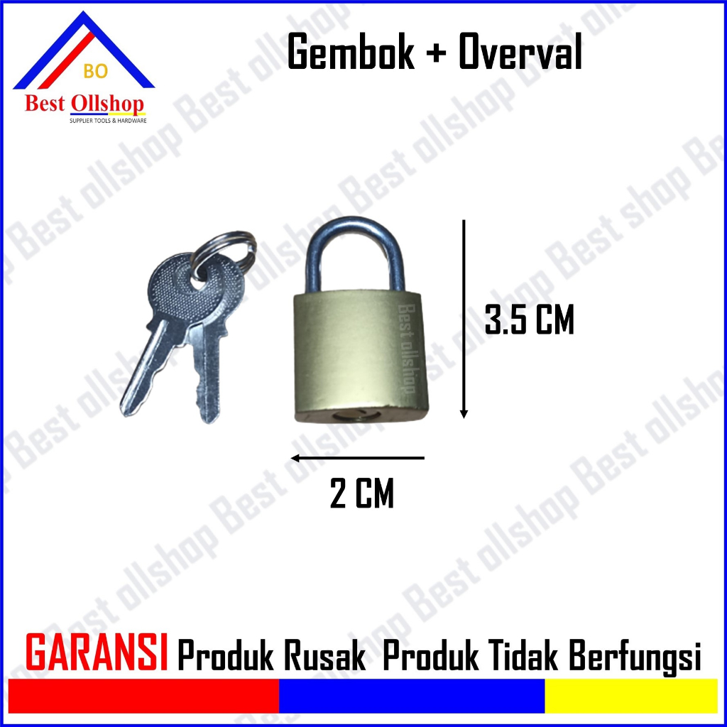 PAKET Overval + Gembok 20mm Siap Pakai / Cantolan Gembok / Overpal Gembok Murah