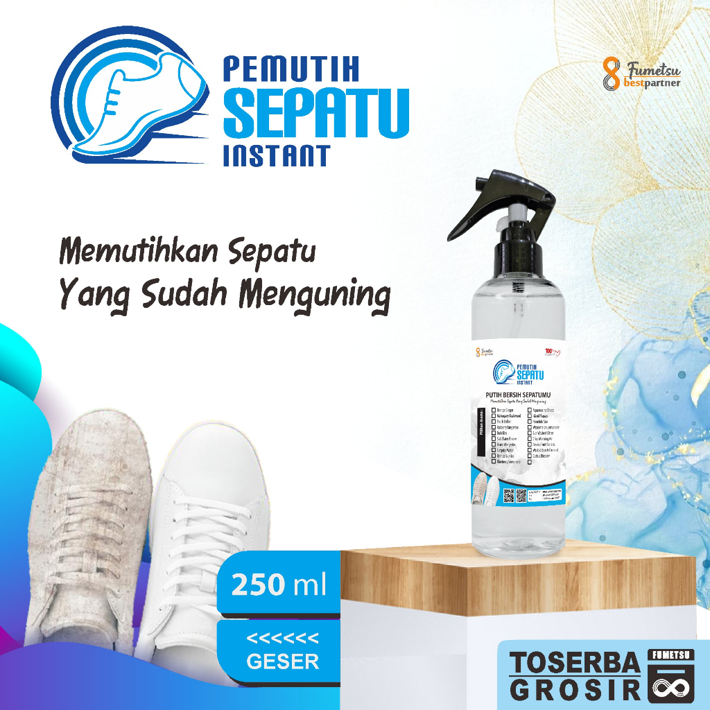 Cairan Pembersih Pemutih Sepatu Instan /Cleaner Shoes Whitening Aroma Segar 250ml Trigger