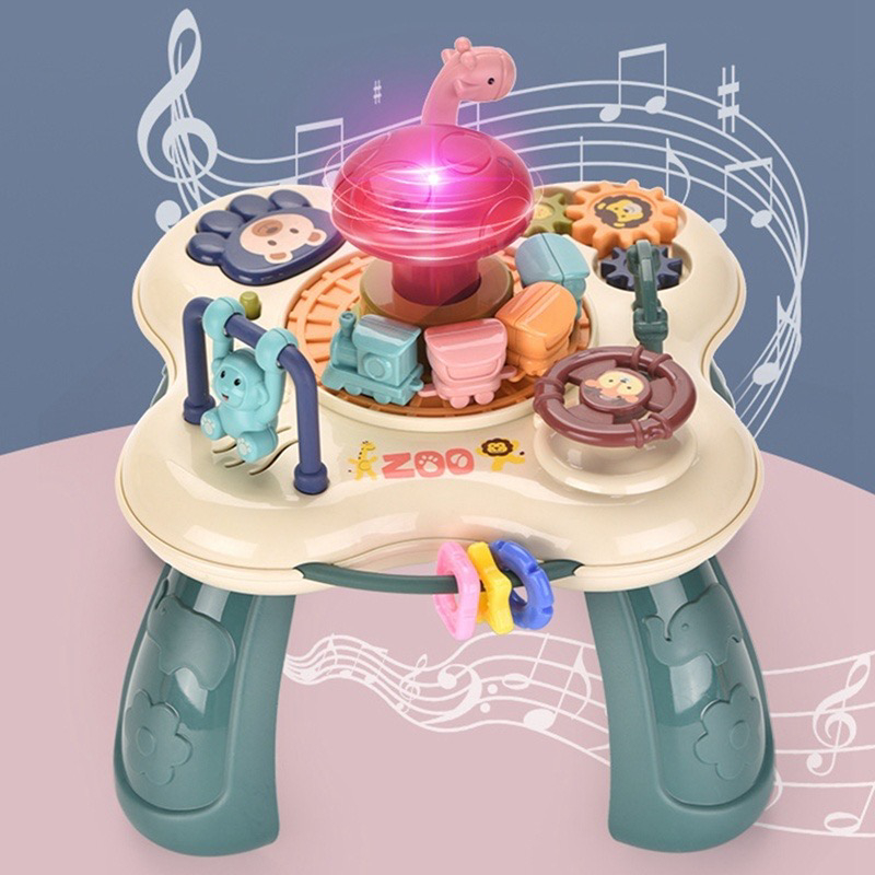 Mainan Anak Multifungsi Musik Happy Zoo Mini Game Table Kidu Baby