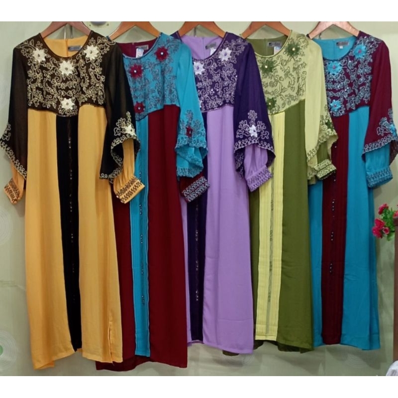 Gamis Pesta Sifon Kombinasi Warna, Gamis Sifon Payet Gamis Polos, Gamis Sifon Dewasa