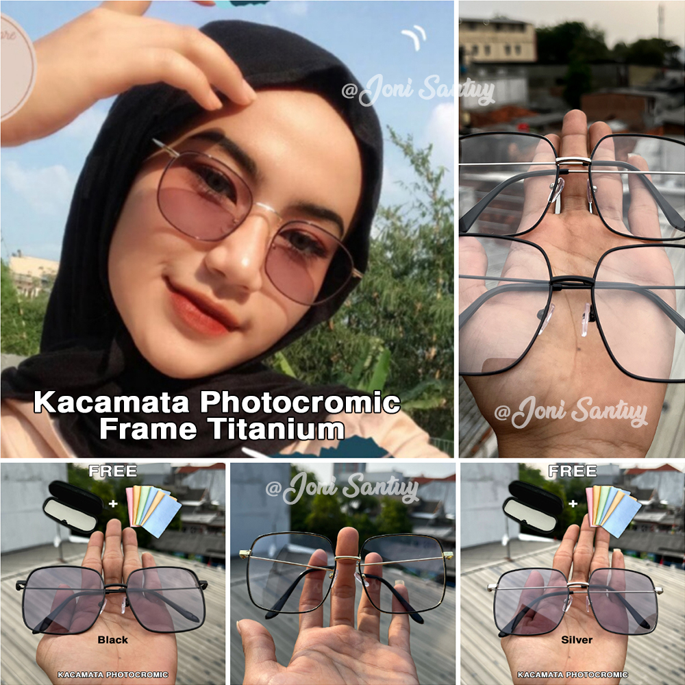 PROMO KACAMATA PHOTOCROMIC FREE BOX DAN LAP OVAL TITANIUM KOREAN NEW WANITA PRIA PHOTOCROMIC ALBINO88