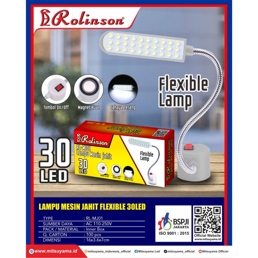 Barangunik2021 -Lampu Mesin Jahit Flexible 30 LED Rolinson RL-MJ01 Magnet dan On Off