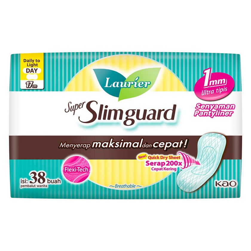 LAURIER SLIMGUARD 17cm 38pads  PEMBALUT WANITA SANITARY PAD