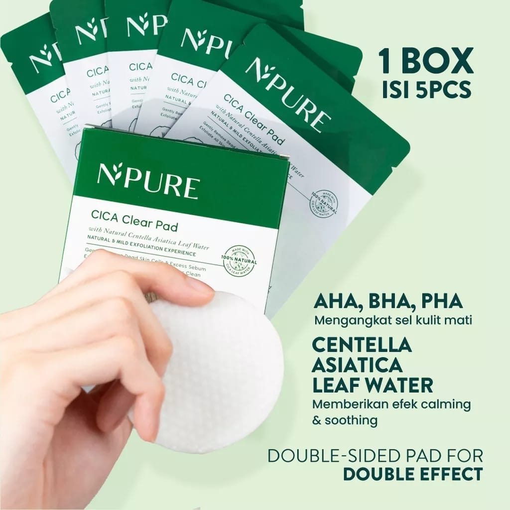 NPURE Acne Clear Pad Cica Sachet / Kapas Eksfoliasi Kulit Jerawat Isi 5 / Anti Acne Exfoliating Pad