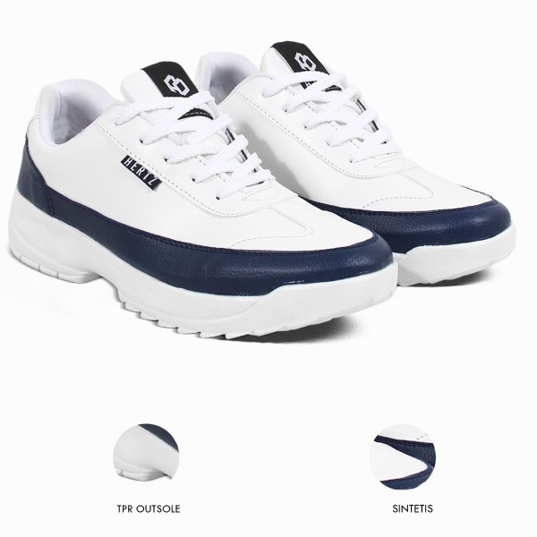 Sepatu Sneakers Wanita H 3825 Brand Hertz Sepatu Kets Sport Wanita Kuliah Santai Jalan Jalan Trendi Berkualitas - Navy Putih