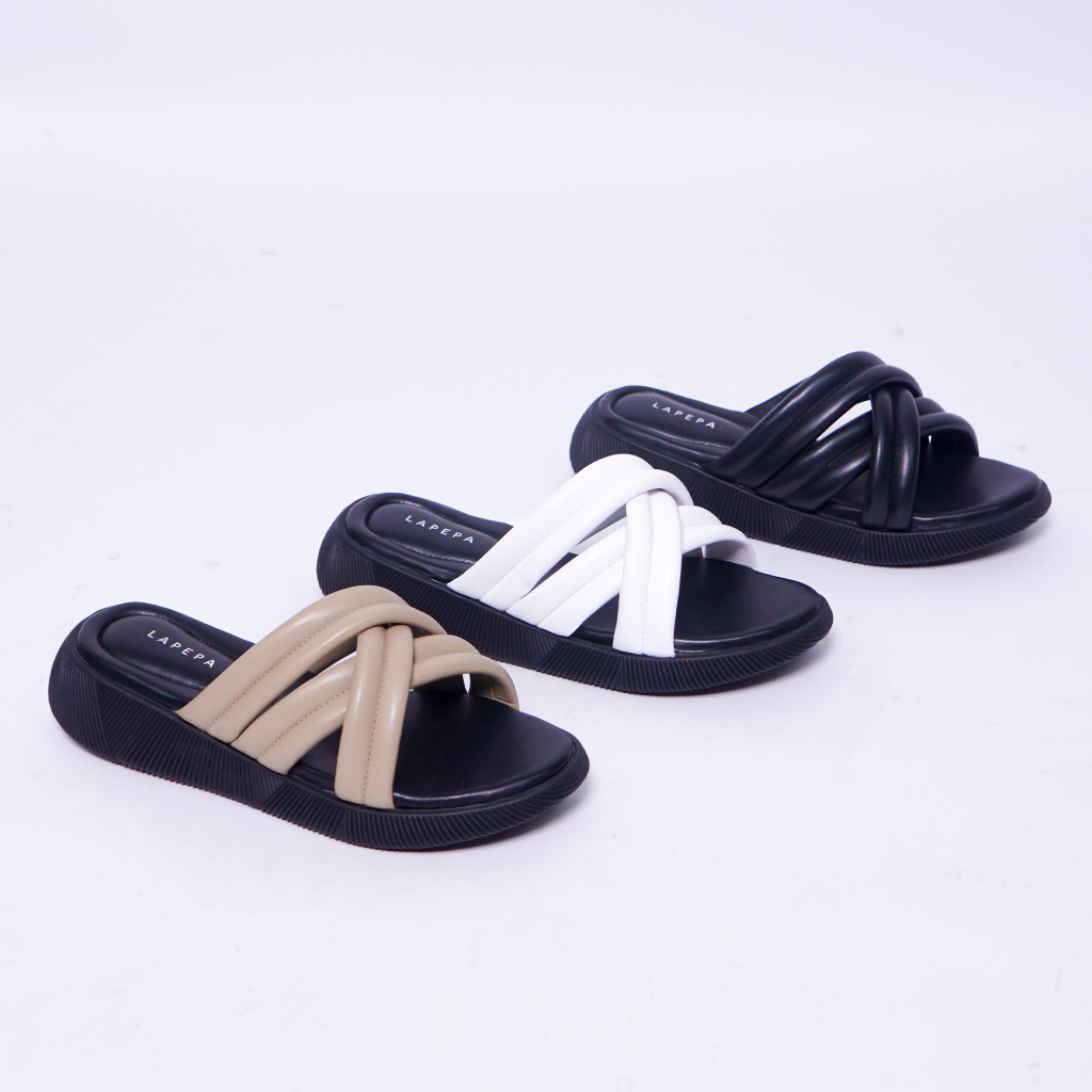 Adarastore - Lapepa TARA Sandal Selop Wanita Sendal Casual Cewek Flat Silang Kekinian