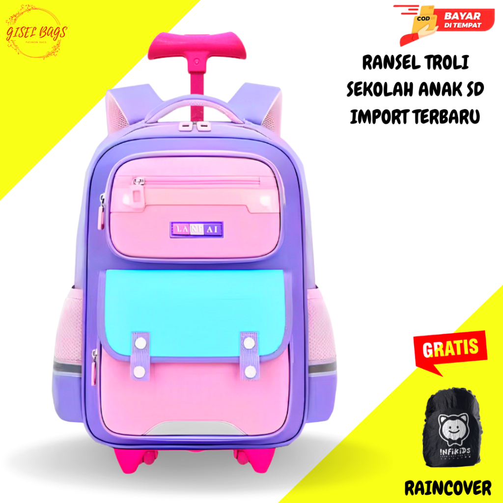 Tas koper anak perempuan sekolah sd ransel import terbaru anti air