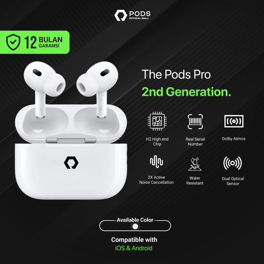 [Ready Stock - Pertama Dan Satu-Satunya Di Indonesia]✅ThePods PRO (2ND GENERATION / PRO 2 with H2 CHIP) - Final Upgrade + IMEI / Serial Number Valid + Active Noise Cancellation by Pods Indonesia (BU8)