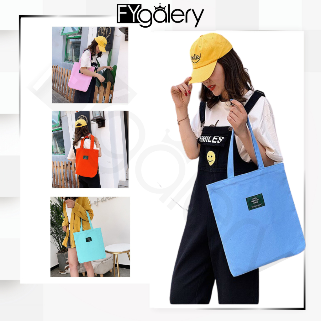 FYGALERY FYG1333 Tote Bag Kanvas Wanita Tas Bahu Perempuan Living Traveling Murah