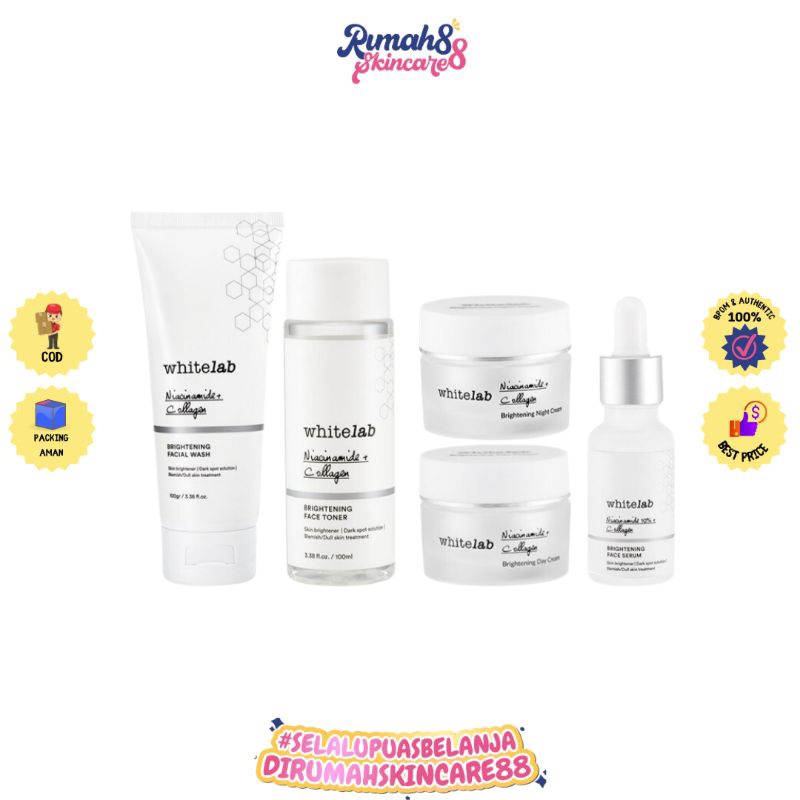 WHITELAB Brightening Paket Wajah Serum + Night Cream + Day Cream + Facewash + Toner