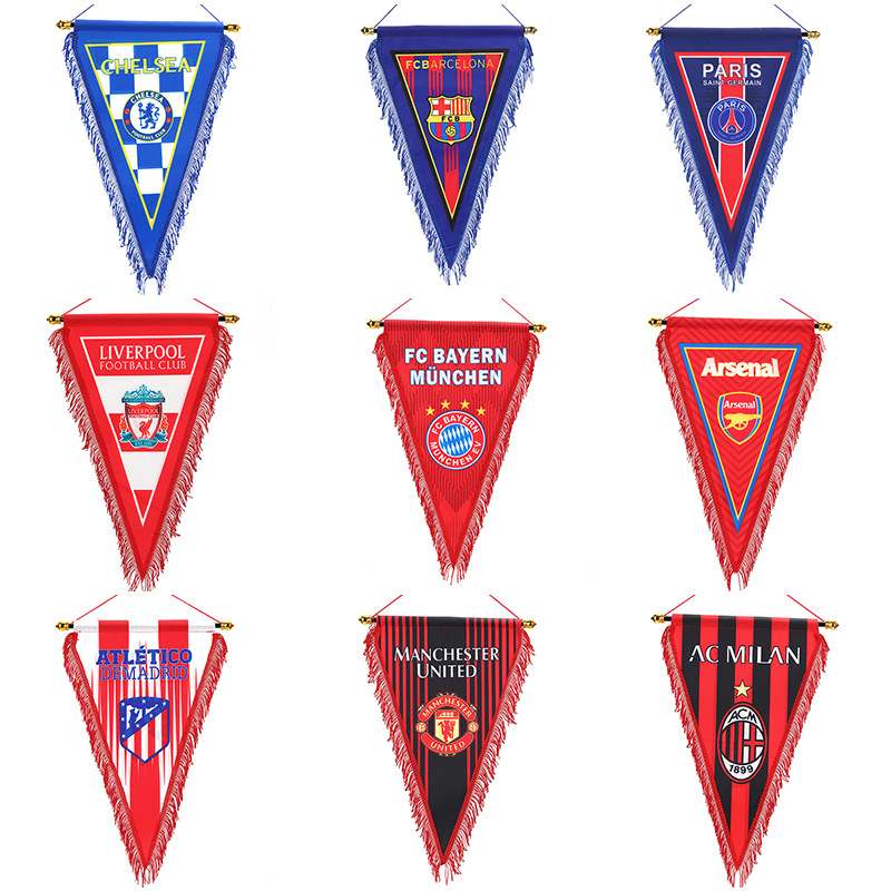 PENNANT BENDERA PANJI KLUB SEPAK BOLA EROPA / VANDEL CLUB SEPAKBOLA MADRID BARCA LIVERPOOL CHELSEA JUVE PSG DLL