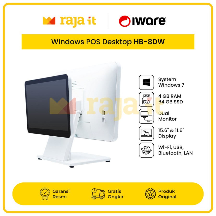 IWARE Mesin kasir PC POS All in One Dual Monitor i5 Touchscreen HB-8DW