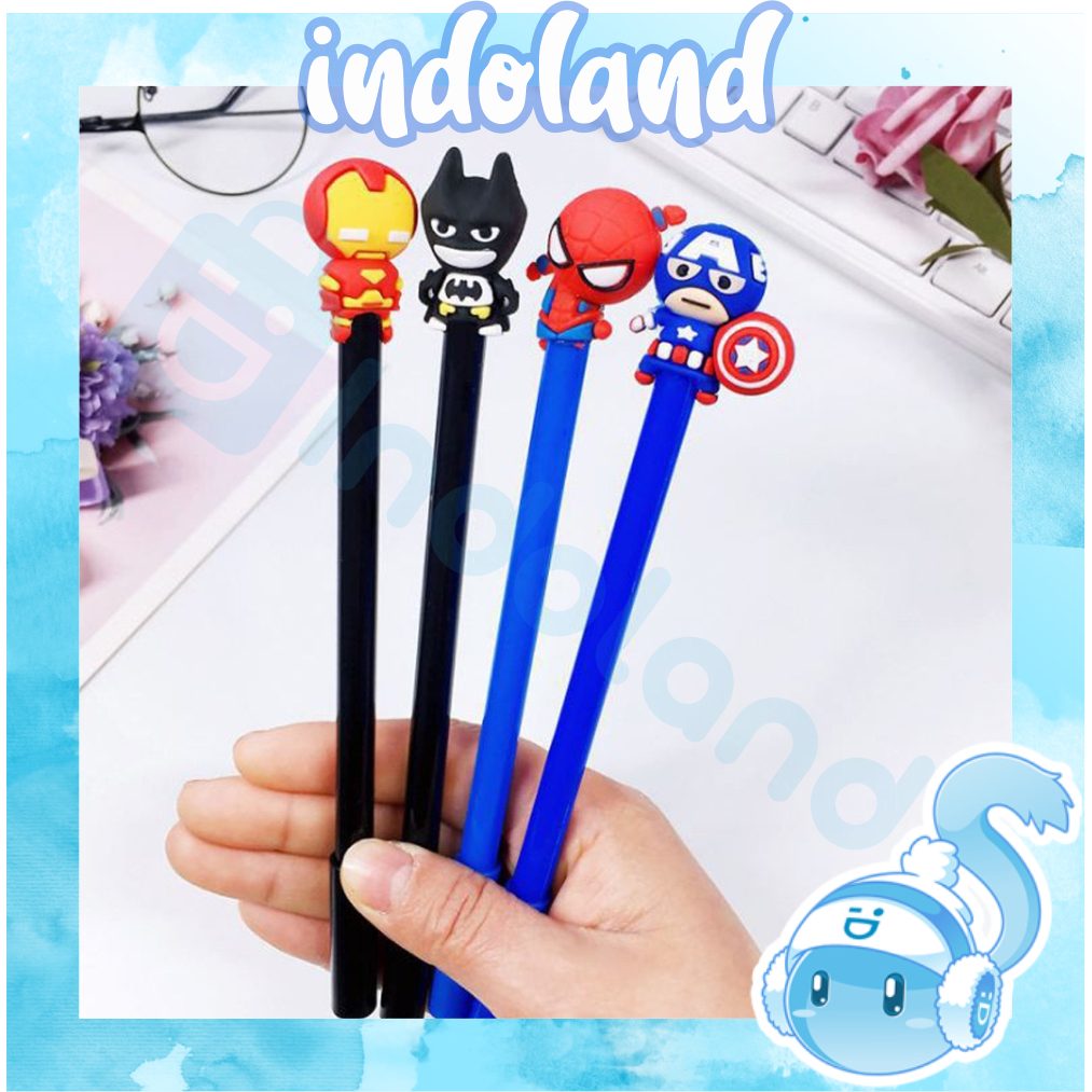 ☀ INDOLAND ☀ Pena Hero / Pulpen Gel Karakter hero / Pen Superhero Alat Tulis Stationary S076