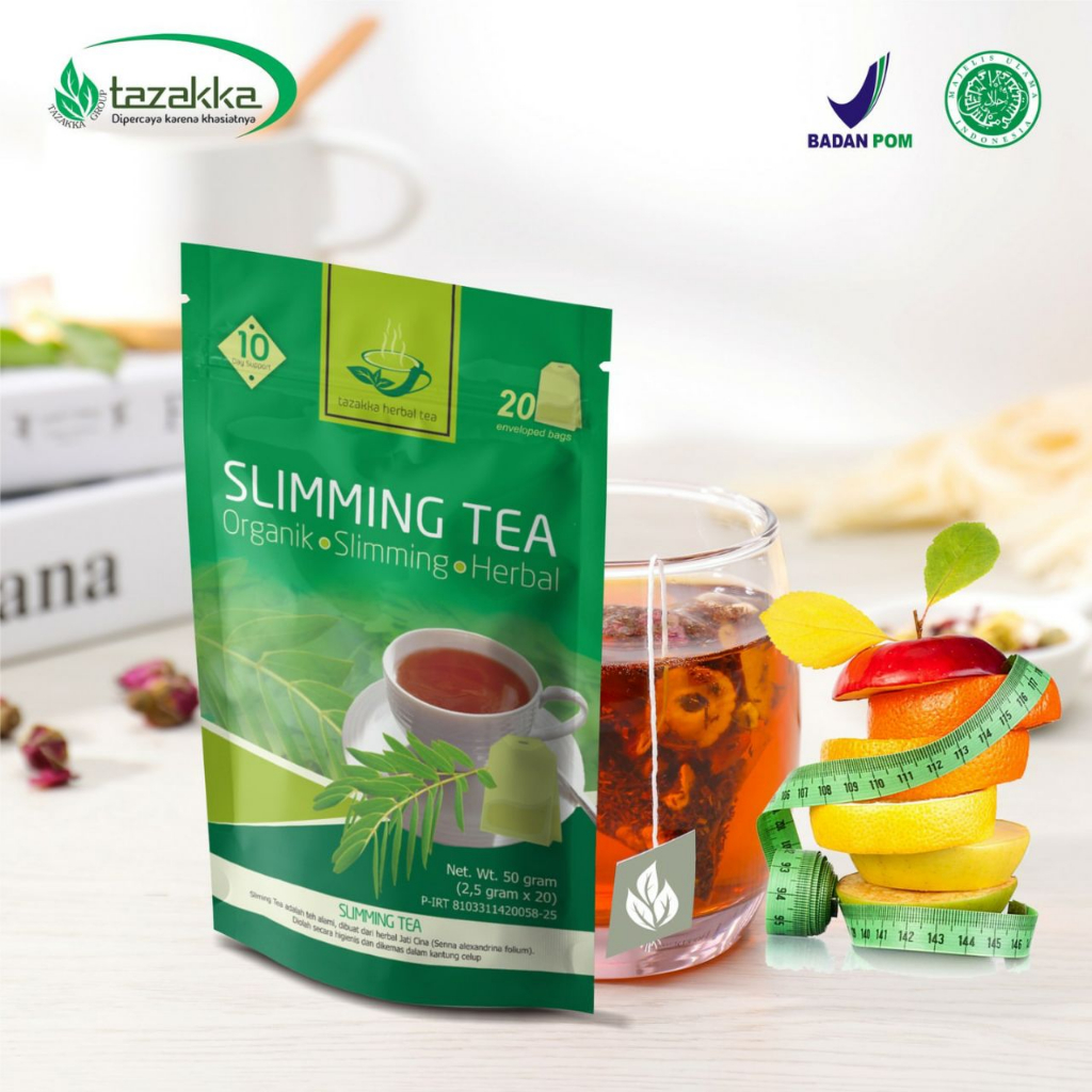 

Slimming Tea Teh Diet Pelangsing Herbal Organik Tazakka Isi 20 Kantung
