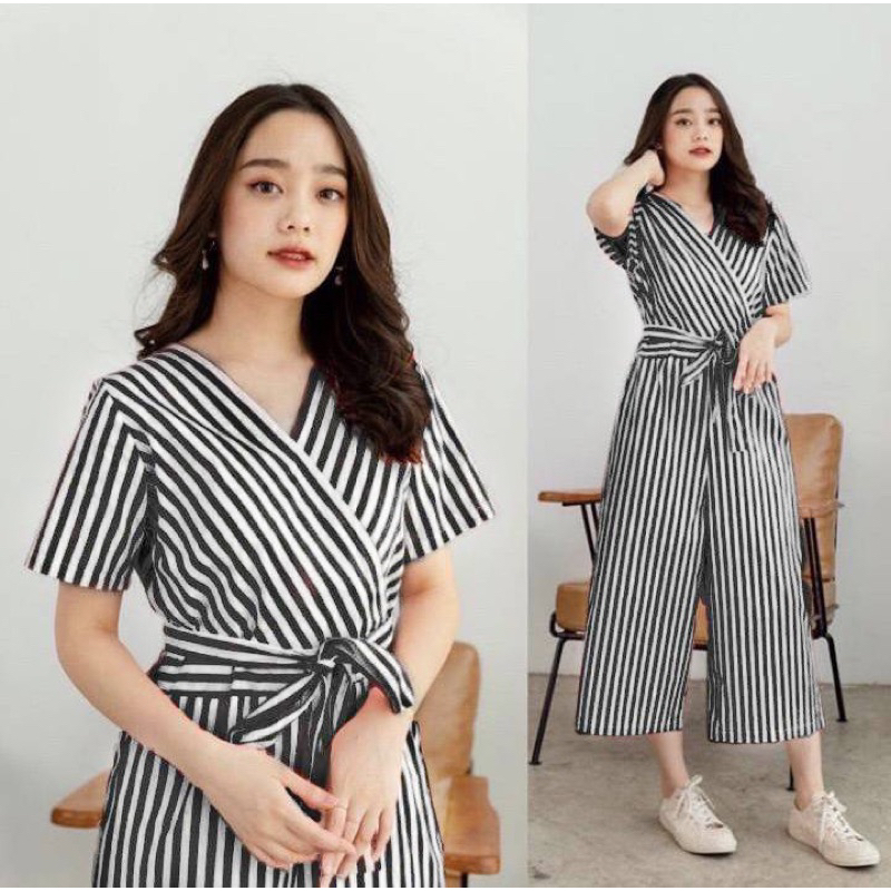 jumpsuit stripe wanita K 1241