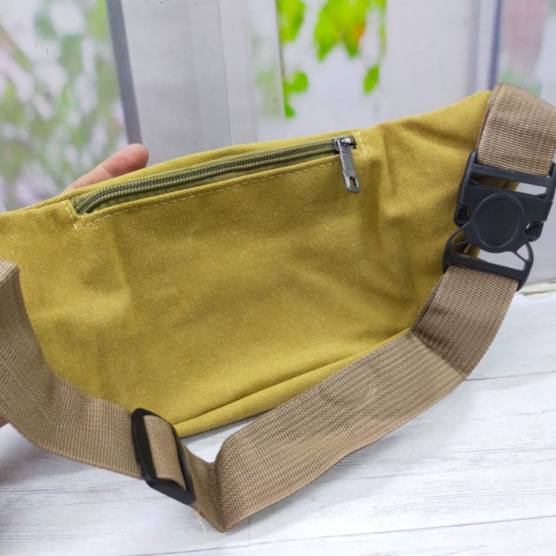 Tas pinggang pria kanvas tas selempang pria kanvas sport import