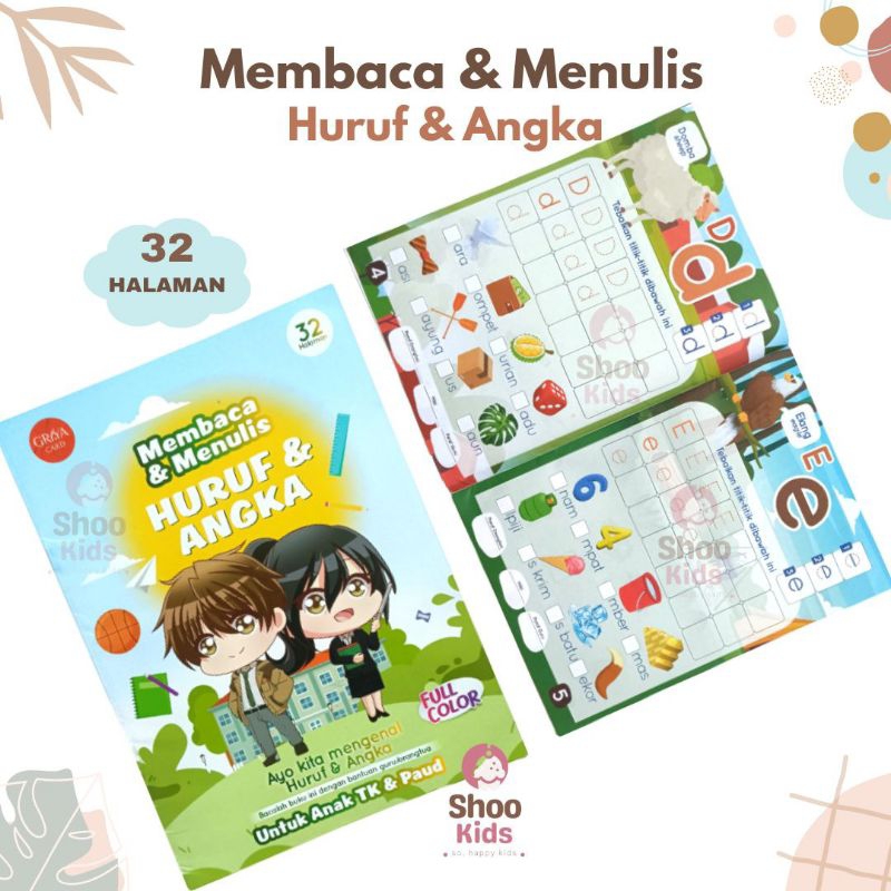 SHOOKIDS - Buku Anak Membaca Menulis Huruf Dan Angka Full Color