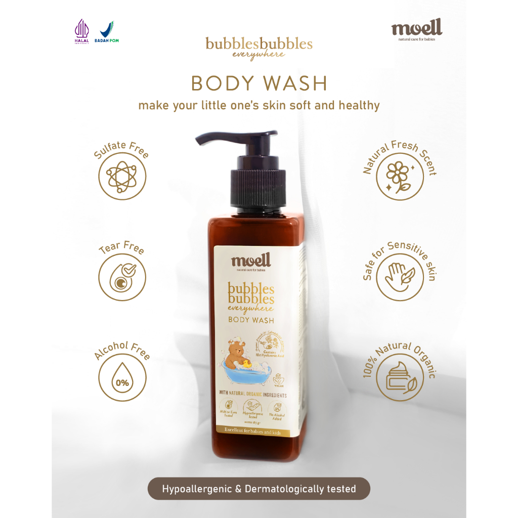 Moell Bubbles Everywhere Body Wash 185gr / Sabun Mandi Bayi