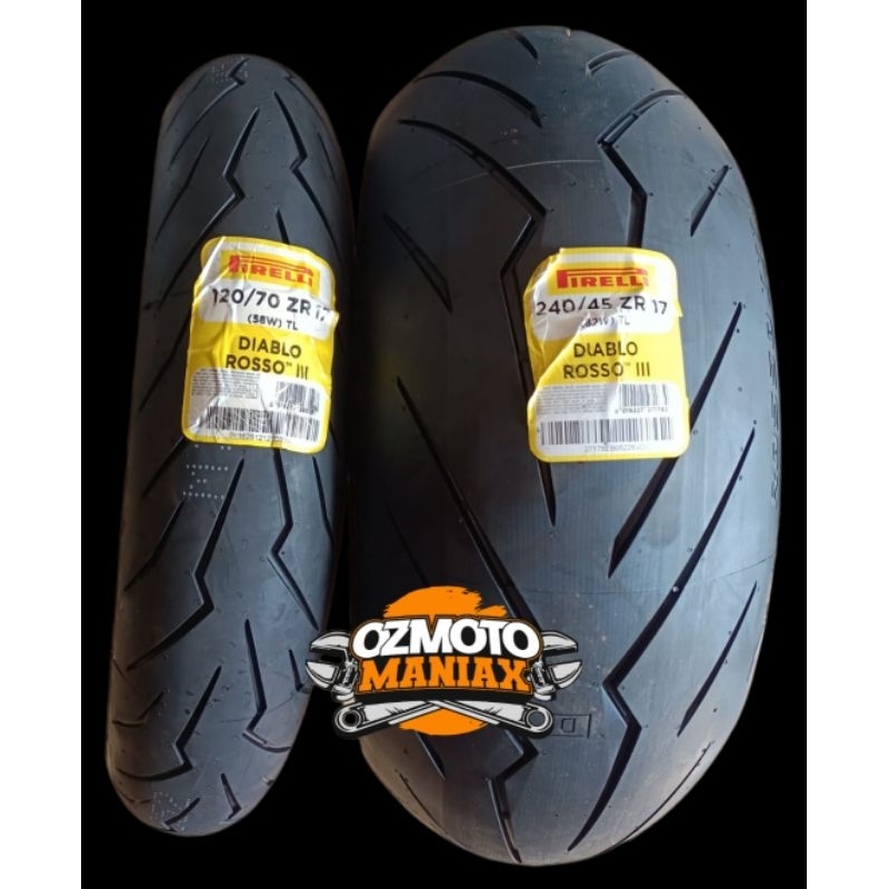 Paket Ban Pirelli Diablo Rosso III size 120/70-17 & 240/45-17 (Import)