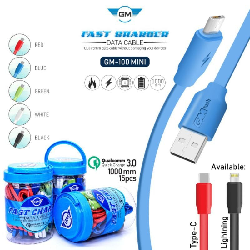 Kabel Data GM-100 Mini IPH USB LIGHTNING PERPCS Kabel Charger GM100 Mini IOS USB LIGHTNING PERPCS Kabel Casan GM-100Mini IPH LIGHTNING PERPCS QUALCOMM