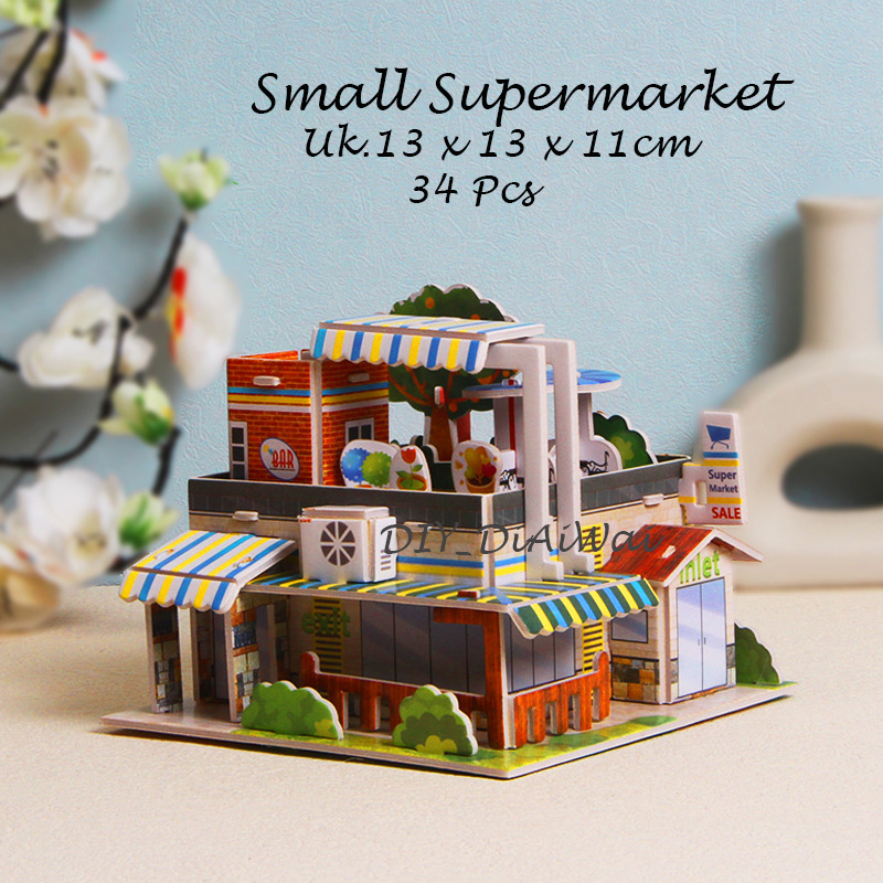 Puzzle 3D DIY bahan foam &amp; paper SMALL SUPERMARKET mainan puzzle edukasi anak (kado,pajangan)