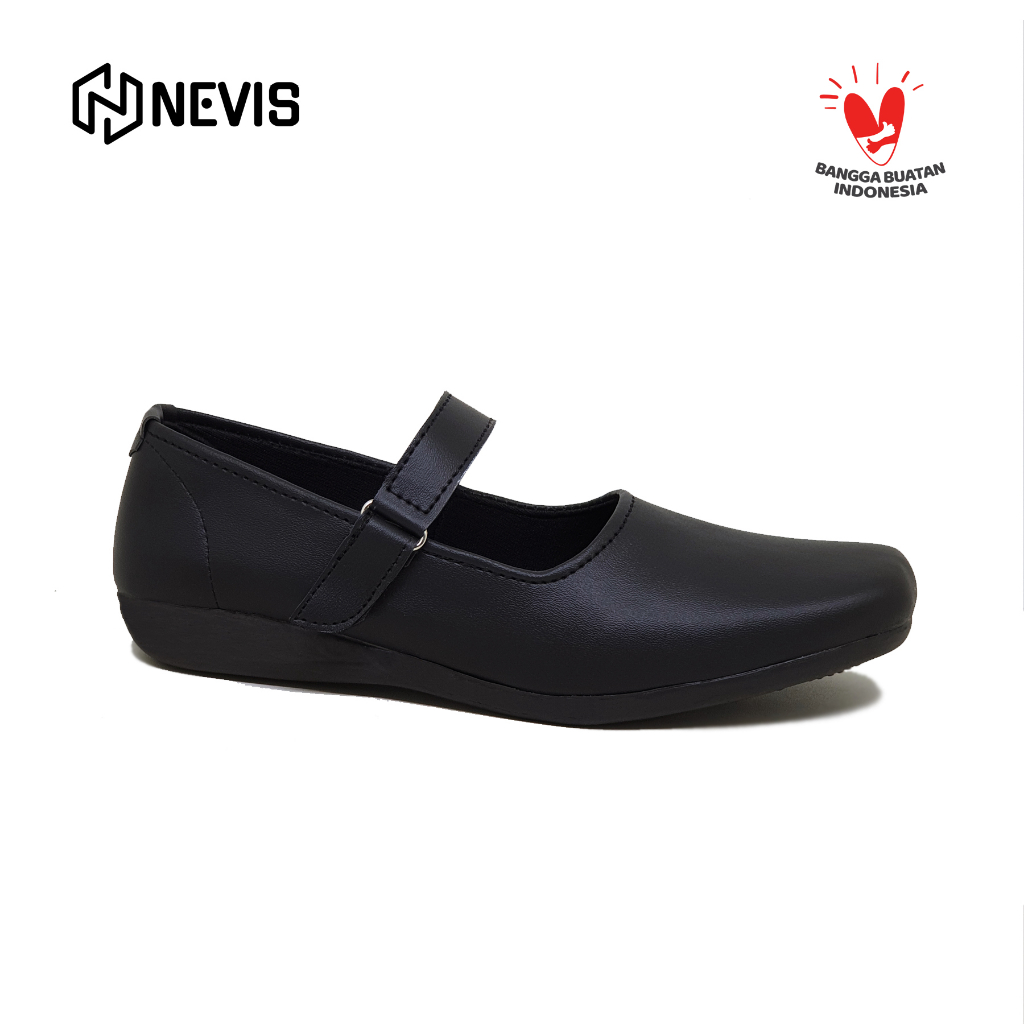 Sepatu Pantofel Paskibra Wanita Kretekan Nevis Nvs 86 Original Sepatu Flat Formal Kerja Kantor Guru Pns  Paskib Hitam
