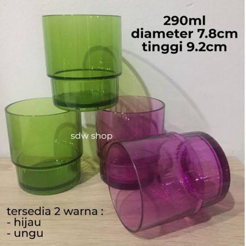crystal tumbler 290 ml tupperware gelas kristal ungu 290ml