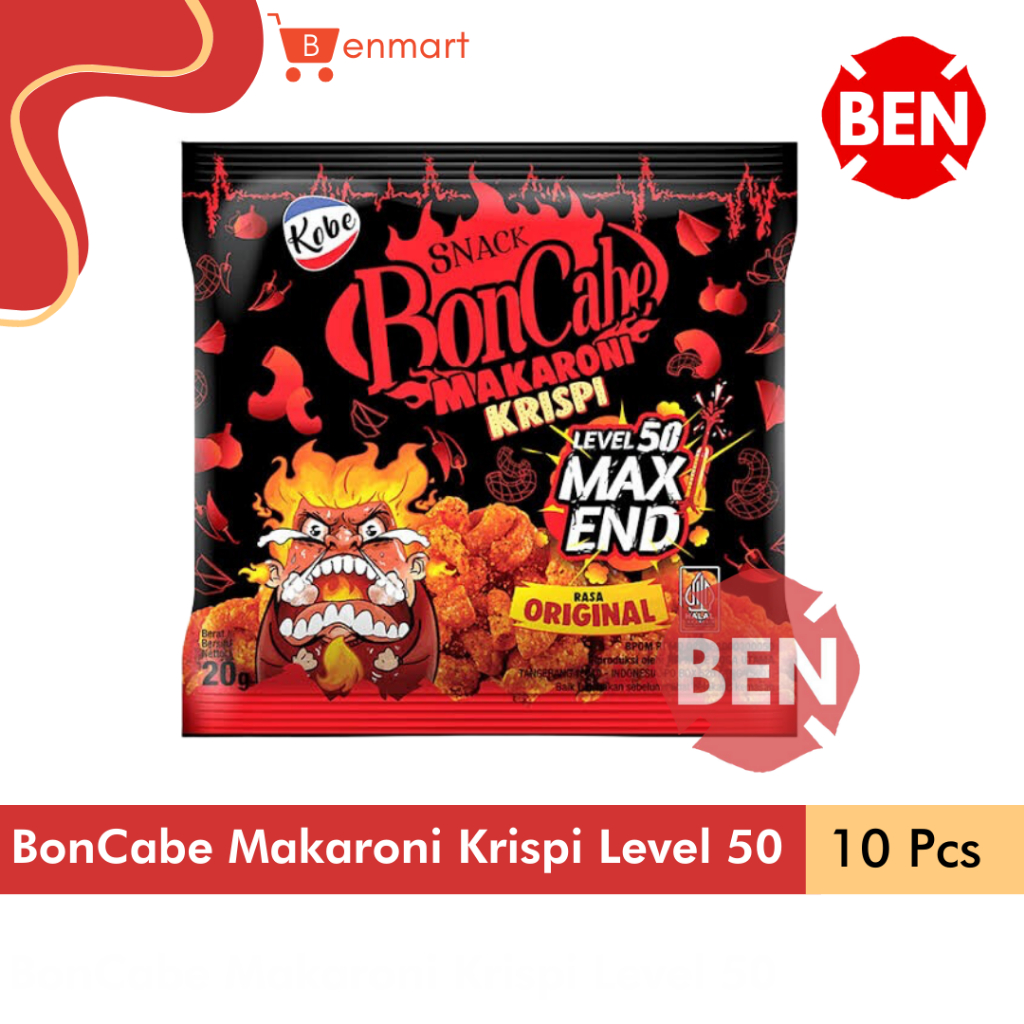 

Snack BonCabe Makaroni LEVEL 50 MAX END 1 Renceng 10 Sachet Original