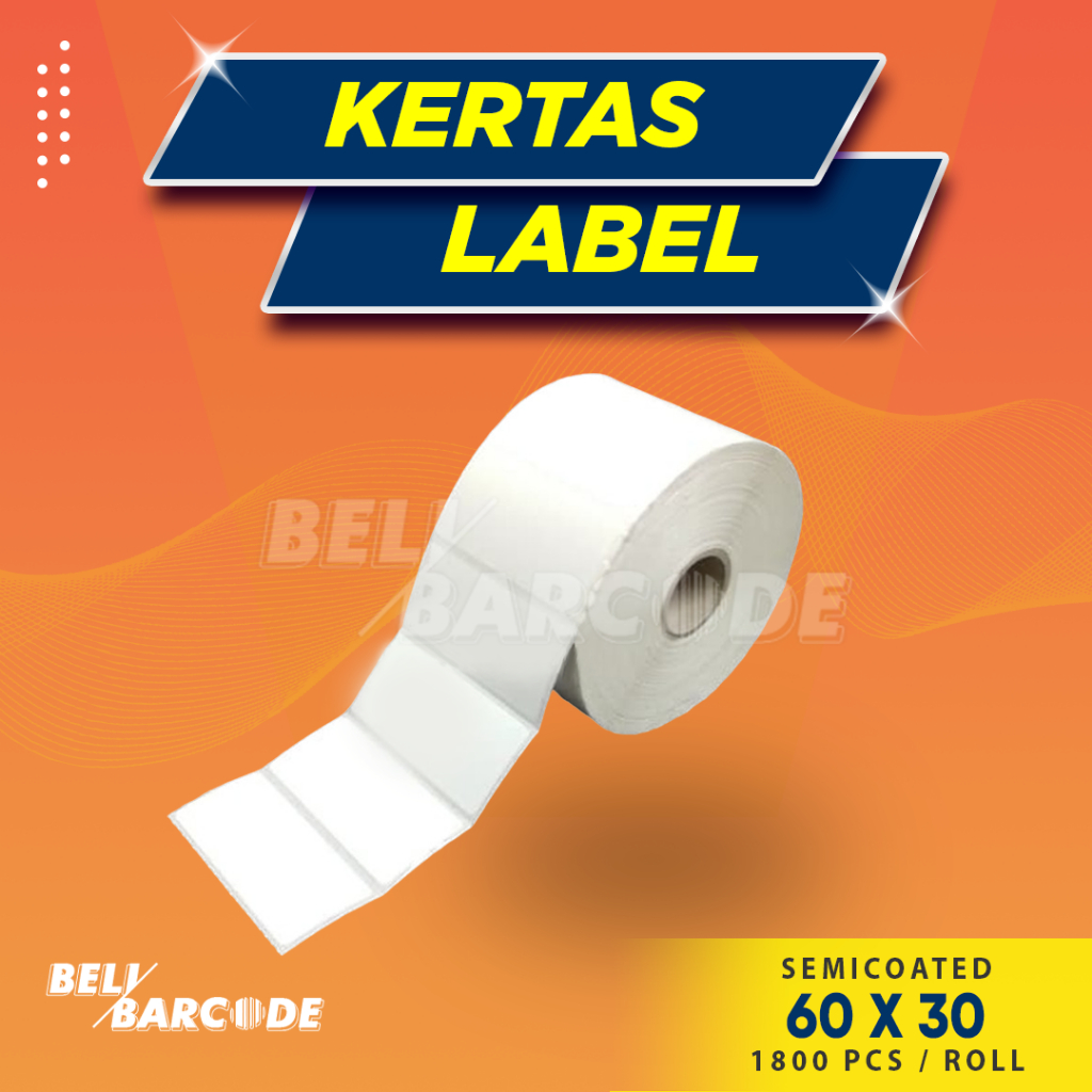 LABEL STIKER BARCODE SEMICOATED 60X30 / 60MM X 30MM GAP KECIL ISI 1800