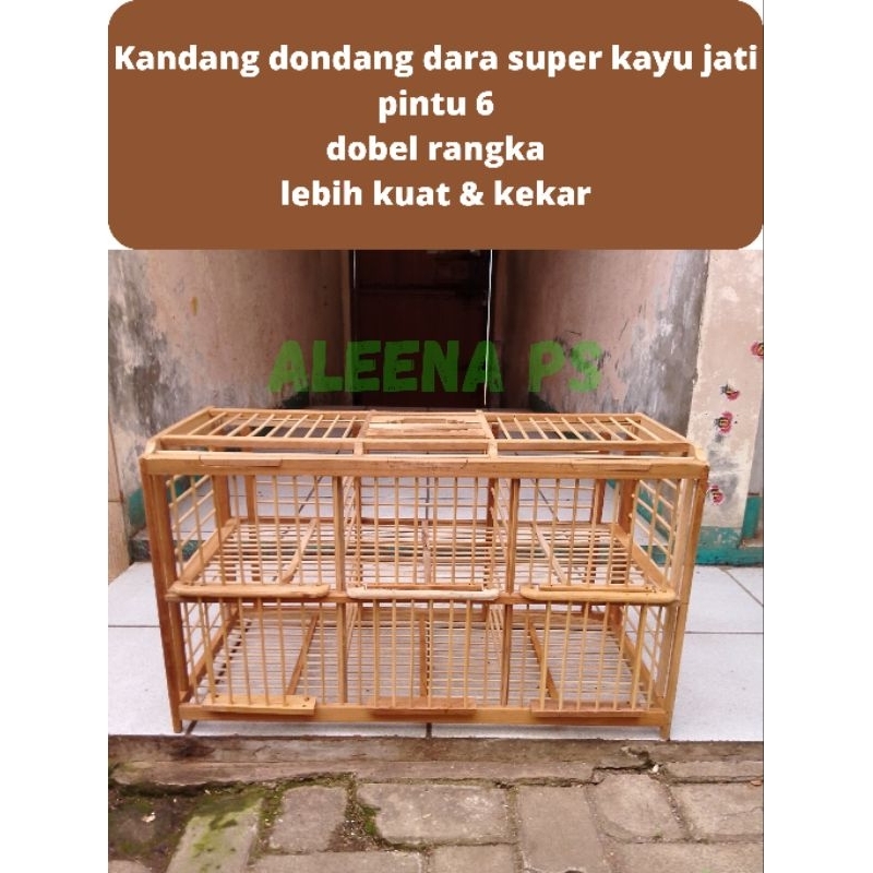 sangkar kandang dondang burung dara merpati kayu jati dobel rangka pintu 6