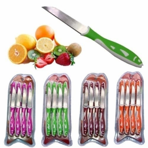 PISAU 12 PCS - PISAU KUPAS BUAH IKAN BMW STAINLESS GAGANG MOTIF KUAT DAN TAJAM - FRUIT KNIFE