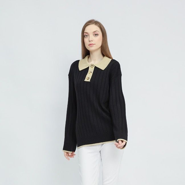 Sweater Wanita - Collar Girl Sweater Oversize - Sweater Wanita Korean Style